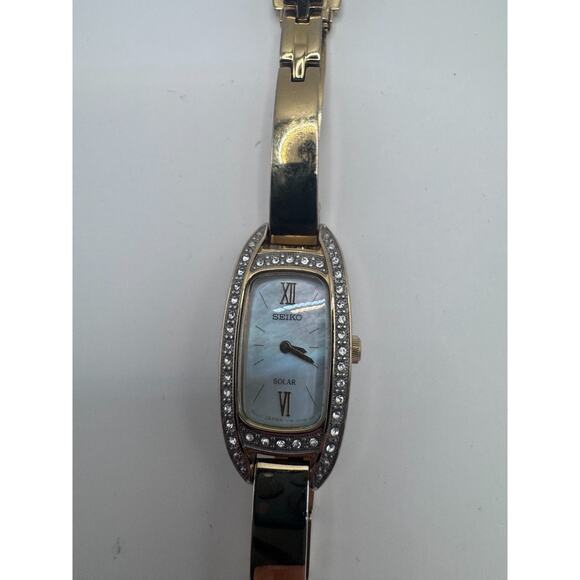 RARE Seiko Women\'s SUP390 Solar Gold-Tone Stainless Steel Watch Mother of Pearl main image 5